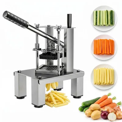 Produktbild von Profi Gemüseschneider Edelstahl Manuell mit 7/10/14 mm Messersatz, Gewerbliche Schneidemaschine für Kartoffeln, Gurken und Rettich