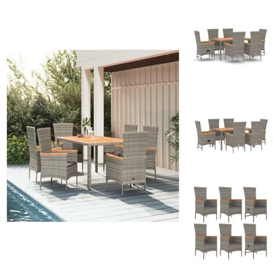 Image de vidaXL Ensemble de jardin 7 pièces avec coussins Gris Poly rotin - chaises de jardin
