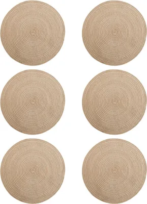 Obrázek produktu pro 6x kulaté bavlněné prostírání, žáruvzdorné prostírání 30 cm, omyvatelné hnědé podtácky, vhodné do kuchyně a na svatbu
