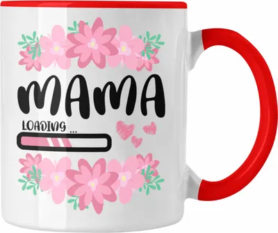 Produktbild von Trendation - Mama Loading Tasse Rosa Geschenk Schwangerschaft Baby Kaffeetasse Schwangerschaftsankündigung (Rot)