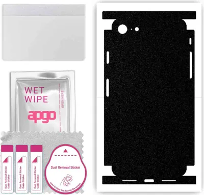 Produktbild von apgo Rückseite + Seiten Schutzfolie, Skin, kompatibel mit Apple iPhone 8, Hinten Displayschutzfolie aus Vinylfolie, kratzfest, einfache Montage - Mattschwarz