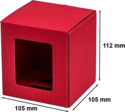 Zdjęcie produktu dla Karton prezentowy na kubek czerwony 105x105x112mm z okienkiem