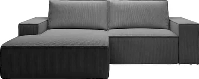 Produktbild von Kleines Ecksofa mit Schlaffunktion - Ecke links - Cord - Anthrazitgrau - AMELIA