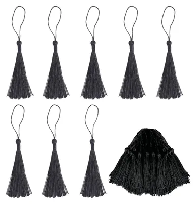 100 schwarze Quasten, seidig, 12,5 cm, für DIY und Lesezeichen