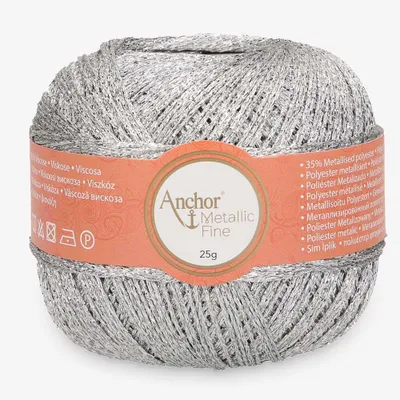 Produktbild von Anchor Metallic Fine Crochet – Feines Metallgarn zum Häkeln (00301 silver)