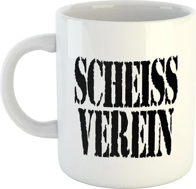 Produktbild von Huuraa Kaffeetasse Scheissverein Geschenk Tasse Weiß 330ml Scheissverein Präsent