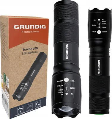 Productafbeelding van LED-zaklamp GRUNDIG. Compact, lichtgewicht, 5x zoom, krachtig, 1W, 80 lm