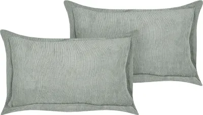 Zdjęcie produktu dla BELIANI Zestaw 2 poduszek ozdobnych jasnozielony sztruks 47 x 27 cm styl nowoczesny tradycyjny do salonu sypialni