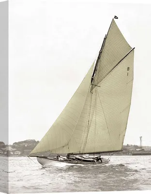 Productafbeelding van Kunstafdruk op canvas: Vintage zeilboten – Victoriaanse sloep in de haven van Sydney – 80x60 cm
