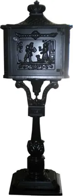 Image de Casa Padrino Boîte aux lettres sur pied Art Nouveau Noir - Boîte aux lettres en aluminium - Boîte aux lettres à colonne - Boîte postale