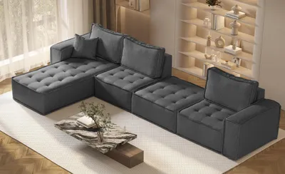 Zdjęcie produktu dla Narożnik modułowy XL BOHOO tkanina Raven ciemnoszary lewy