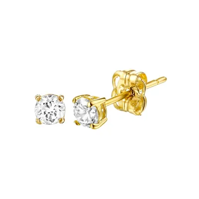 Produktbild von Lucardi - Damen Ohrstecker - Schmuck - Geschenk - 585 Gold - Mit transparentem Stein - Gold