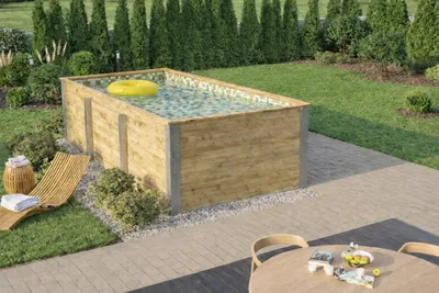 Produktbild von Massivholzpool Siargao Gr. 1, Folie Sand Mosaik, 45mm Wandstärke