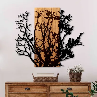 Immagine prodotto di Wallity, elegante accessorio da parete in legno e metallo, noce e nero, 68 cm
