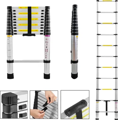 Produktbild von LARS360 3.2M Teleskopleiter Multifunktionsleiter Ausziehleiter Anlegeleiter Mehrzweckleiter Ausziehbare Leiter 11 Stufe Stehleiter aus Hochwertigem Aluminium Belastbarkeit 150KG