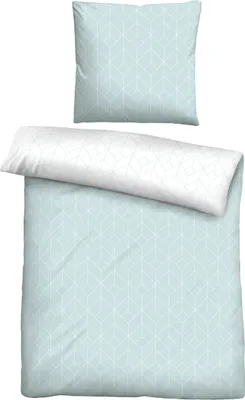 Produktbild von biberna Seersucker Bettwäsche 0026750 GEOMETRIE color: türkis, size: 1x 155x220 cm + 1x 80x80 cm