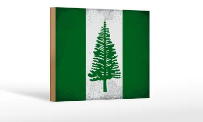 Produktbild von Holzschild Flagge Norfolkinsel 18x12cm Flag Vintage Dekoration