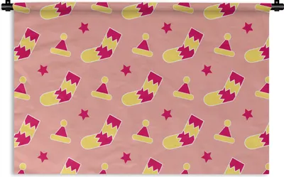 Produktbild von MuchoWow® Wandteppich Wandbehang Socken - Schnittmuster - Weihnachten 60x40 cm Tapisserie Dekoration Wandtuch - Wanddekorationen