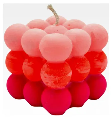 Produktbild von Bubble Kerze, Deko Kerze aus Paraffinwachs | geruchlos | Handgemachte Kerzen | Pink, Orange, Rot
