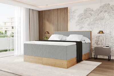 Produktbild von ALTDECOR BOXSPRINGBETT mit 2xBettkasten und Lattenrost, Topper, Boxbett, Polsterbett mit Bettkasten mit Stauraum und Kopfteil mit Matratze H3/H4 - LOLLI9-KING 120x200 Grau