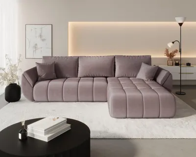 Produktbild von Ecksofa Schlafsofa MISATO Stoff Monolith Flieder Ottomane Rechts