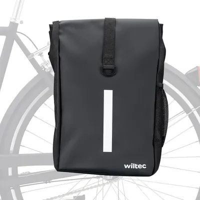 Zdjęcie produktu dla Bagażnik rowerowy Fietstas - pojemność 16 litrów - Wodoodporny - Z bocznymi przegródkami i elementami odblaskowymi - Matowy, czarny