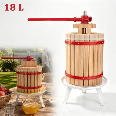 Obrázek produktu pro TANYEAR 18 litrový lis na jablka, ruční, vyrobený z dubového dřeva, s plátnem pro lisování