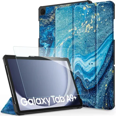 Produktbild von Schutzhülle mit Schutzfolie für Samsung Galaxy Tab A9+ Plus 11 Zoll 2023 Slim Kunstleder Standfunktion Treibsandmuster