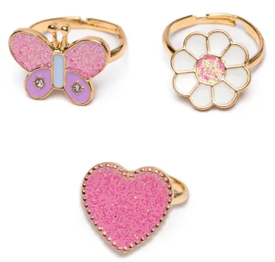 Produktbild von Verstellbare kinder-ringe wonderland Tin - Taille unique - Rosa | by Great Pretenders