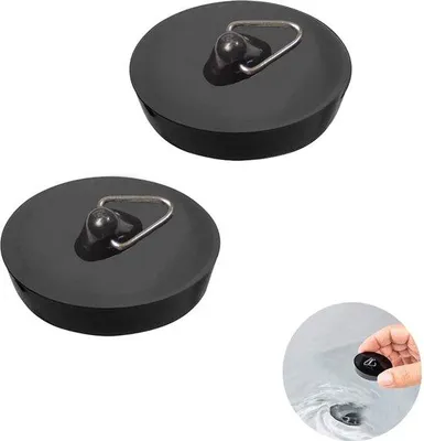 Produktbild von Ibenzoa® Universal-Gummi-Abflussstopfen 2er-Set, schwarz – konisch Ø 45,6–42 mm für Spüle, Waschbecken & Badewanne, zuverlässige Abdichtung