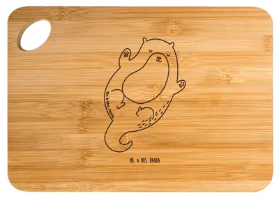Produktbild von Mr. & Mrs. Panda Holzbrett Otter Umarmen - Transparent - Geschenk, Optimistisch, Schneidebrett, Hackbrett, Seeotter See, gut Gelaunt, glücklich, Hallo, Brett, vesperbrett