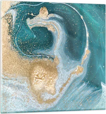 Produktbild von Bilder auf glas - Einteilig - Golden Türkis Hintergrund - 70x70cm - Glasbilder - Wandbilder - Bilder - zum Aufhängen bereit - Wanddekoration aus Glas - Glas Bilder - Wandbild auf Glas - GAC70x70-4969