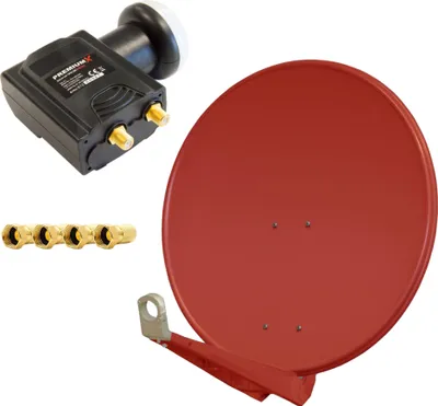 Produktbild von PremiumX DELUXE85 Satellitenantenne 85 cm Alu Ziegelrot DELUXE Twin LNB 4x F-Stecker
