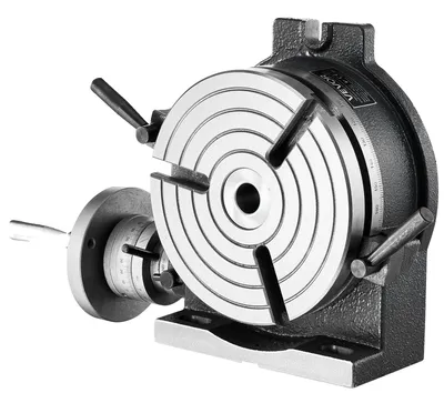 Productafbeelding van VEVOR Rondschaaftafel, draaibaar, horizontaal/verticaal, 200 mm draaitafel, voor freesmachines en boormachines, met T-gleuf en schaal, wormwielmechanisme, gietijzeren constructie, precisie-indexering