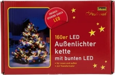 Produktbild von Idena LED-Lichterkette 160er bunt für Außen u.Innen Gesamtlänge 23,9 m