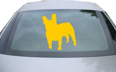 Produktbild von Indigos UG - Aufkleber Heckscheibe & Motorklappe DE7050 - gold - 600x555 mm - Bulldogge Hund - Auto Scheiben Fenster Heckklappe Tuning Racing JDM - Die cut