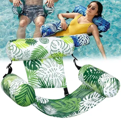 Produktbild von Aufblasbarer Poolstuhl mit Rückenlehne und Armlehnen – Faltbarer Liegestuhl für Wasserspaß