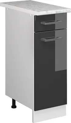 Produktbild von Unterschrank Vicco R-Line Anthrazit Hochglanz 30 cm mit Schublade, mit Arbeitsplatte, Model 41748