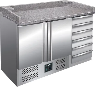 Produktbild von SARO Pizzatisch mit Schubladen, Modell PZ 9001 Pizzatisch, Arbeitstisch, Belegstation, Granit, Schubladen, für Aufsatzkühlvitrine, Pizzeria, Trattoria, Imbiss, Restaurant, Kühlen, Belegen, Zubereiten