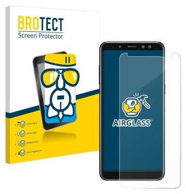 A product packaging box for a screen protector is shown next to a smartphone with the screen protector applied.