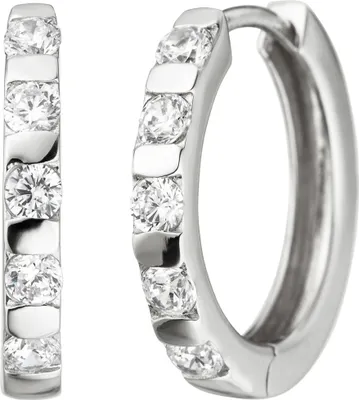 Produktbild von Creolen 17,7mm Ohrringe Klappcreolen Ohrschmuck mit weißen Zirkonia 925 Silber
