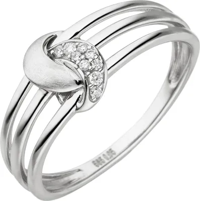 Produktbild von Ring aus 585 Gold Weißgold mit 9 Diamanten Brillanten 0,05 Ct. Fingerring Damen Innenumfang 58mm  Ø18.5mm