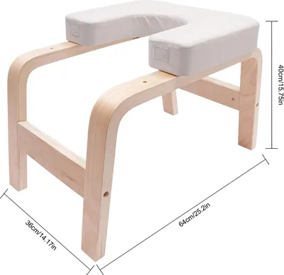 Produktbild von Yoga Kopfstandhocker - Inversionsstuhl - Tragkraft 200 kg - Kunstleder, Massivholz, Schaumkissen - 64×36×40 cm - Blau