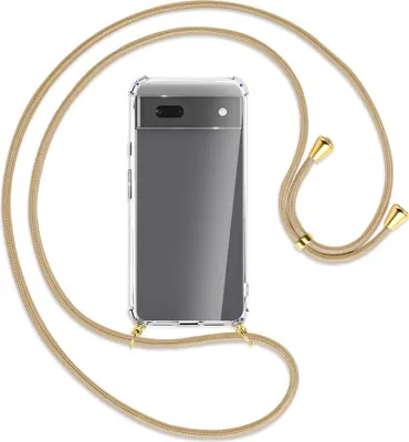 Produktbild von Handykette Backcover-Schutzhülle mit Band (Metall goldfarben) für Google Pixel 6a - caramel