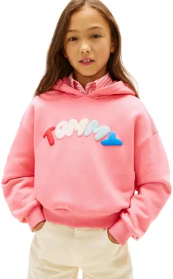 Productafbeelding van Tommy Hilfiger meisjeshoodie met print, relaxed pasvorm, roze (Tropical Blush), maat 6 jaar