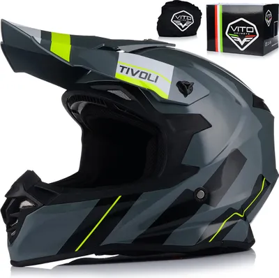 Obrázok produktu pre Motokrosová prilba Crossová prilba | VITO TIVOLI | Muži a ženy | ATV QUAD ENDURO HELMET | ECE 22.06 Certified | Motocyklová prilba | 2XL (63-64cm)