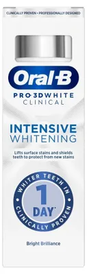Produktbild von Zahnpasta zur Zahnaufhellung, Oral-B, Pro 3D White Clinical Bright Brilliance, Intensive Zahnaufhellung, Entfernung von Zahnverfärbungen, 75 ml