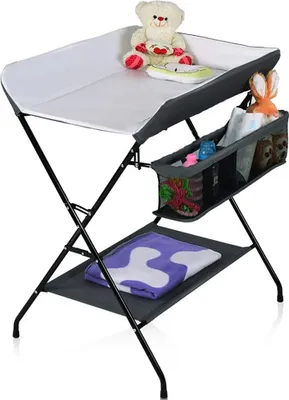 Produktbild von Wickeltisch mit Aufbewahrungskorb,Wickelkombination Wickelkombi für Wickeln und Kleidungwechseln 79x55.5x96cm Klappbar