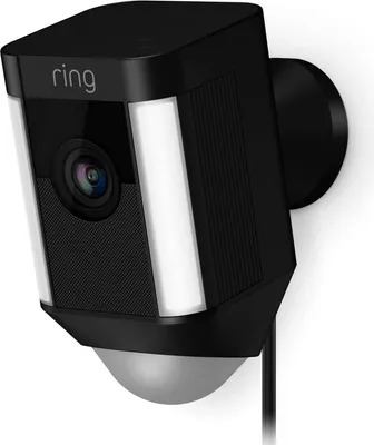 Produktbild von Ring Spotlight Cam Wired, IP-Sicherheitskamera, Draußen, Kabelgebunden, Wand, Schwarz, Box