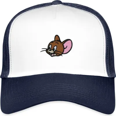 Produktbild von Spreadshirt Tom & Jerry Jerry Als Stick-Design Trucker Cap, One size, Weiß/Navy